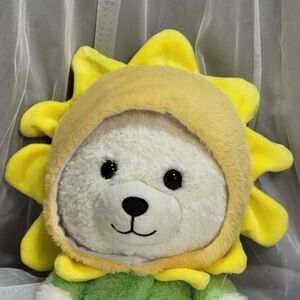 Bright Sunflower Garden White &‎ Green Teddy Bear Floral Sunshine Stuffed Plush